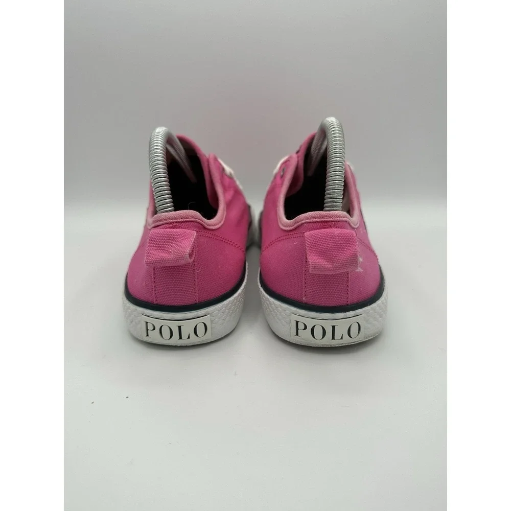 Polo Ralph Lauren Pink Canvas Low Top Sneakers Size 7 Logo Accent